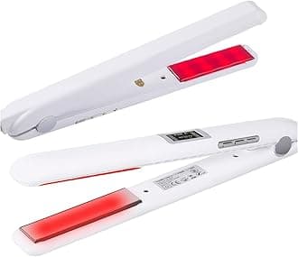 Ultrasonic Infrared Hair Care Iron Recovers The Damaged Hair LED Display Treatment Styler Cold Iron Straightener, Infrared Straightener Styler (White)