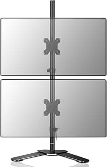 Suptek Dual LED LCD Monitor Stand up Free-Standing Desk Mount for 2 / Two Screens up to 32 inch Extra Tall 31.5 inch Pole Heavy Duty Fully Adjustable Stand Vertical Array (ML6802)