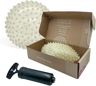 Edushape Original Sensory Ball for Baby - 7" Glow-in-The-Dark Colorful Toddler Ball Helps Enhance Gross Motor Skills for Kids 6 Months & Up