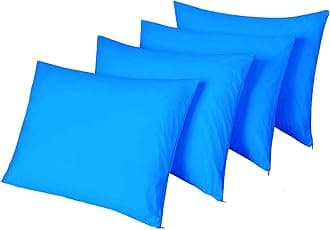 4 Pack Waterproof Blue Pillow Protectors Standard 20x26 Inches Smooth Zipper Premium Encasement Covers Quiet Cases Set