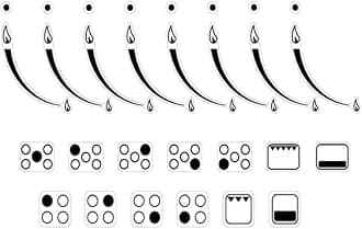 MANWU 2 Sets Flame Indicators Ring Stove Sticker Decal Label for Burner cooktop hob Cooker top Markings Oven Replacement Adhesive knob Symbols (Black Print for Silver, White or Light Coloured Stove)