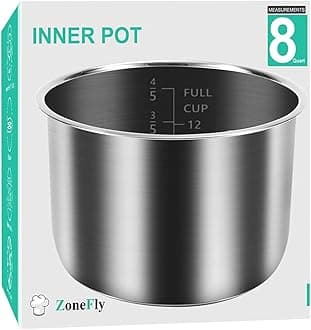 Power Cooker XL Replacement Inner Pot Stainless Steel Compatible with 8 Quart Power Pressure Cooker PPC770 PPC771 PPC770-1 PRO PCXL-PRO6 and WAL1 WAL2 Stainless Steel Inner Cooking Pot Parts - 8 QT