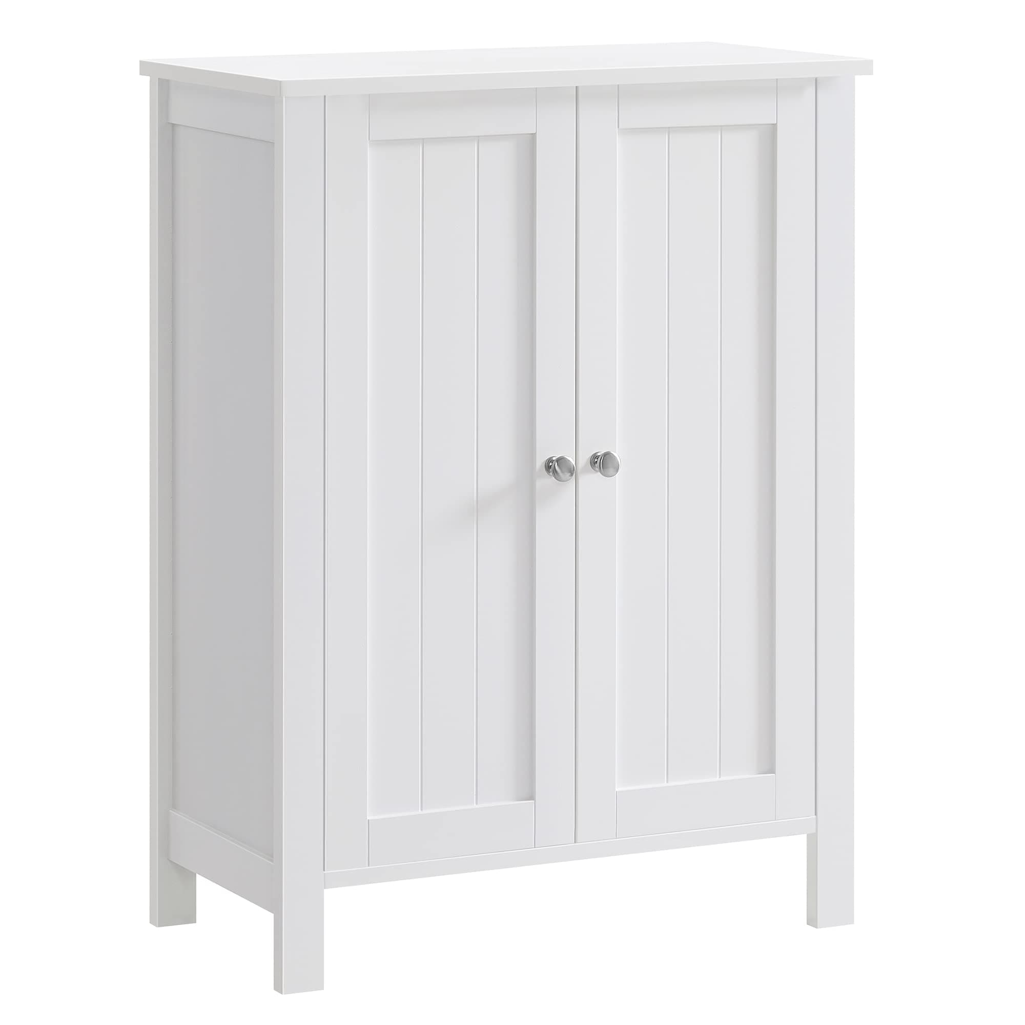 VASAGLE Floor Storage Cabinet, Freestanding Storage Unit with 2 Adjustable Shelves, for Bathroom Living Room Dining Kitchen, 11.8 x 23.6 x 31.5 Inches, Cloud White UBCB60WV1