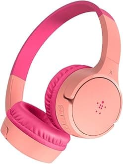 SoundForm Mini Kids Wireless Headphones with Built in Microphone, On Ear Headsets Girls and Boys For Online Learning, School, Travel Compatible with iPhones, iPads, Galaxy and more - Pink
