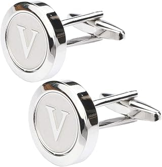 Dannyshi Men's Classic Stainless Steel Initial Cufflinks 26 Letters Business Wedding Shirts A-Z