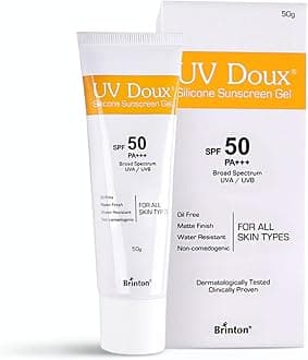 UV Doux Silicone Sunscreen Gel SPF 50 PA+++|India’s No.1 Dermatologist Recommended Brand|Invitro,In-Vivo Tested|UVA/UVB Protection, Benzene Free|No White Cast |Oily & Acne-Prone Skin |50 g pack of 2