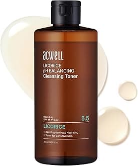 ACWELL Licorice pH Balancing Korean Toner for Cleansing 10.14 fl.oz. - Alcohol-Free PH5.5 Hydrating Facial Astringent - Skin Clarifying & Hydration Boosting Toner