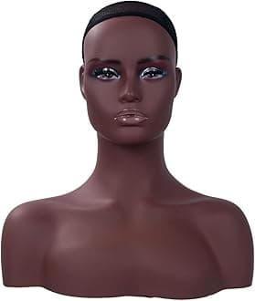 Realistic Female Mannequin Head with Shoulder Display Manikin Head Bust for Wigs,Makeup,Beauty Accessories Displaying