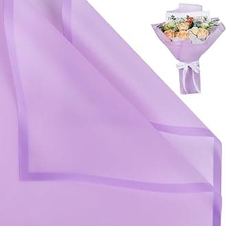 NESCCI 20 Sheet Flower Wrapping Paper - Waterproof Floral Bouquet Wrapping Paper, Florist Supplies Packaging Paper for Wedding Birthday Gift DIY (Translucent Lilac Purple)