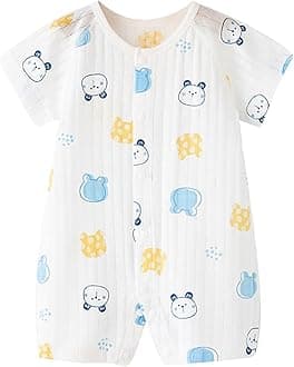 Baby Boys Girls Romper Suit Solid Color Knit Jumpsuit Cute Casual Long Sleeve Summer Outfit Clothes with Hat for Newborn Baby for Boy 0‐18 M (B, 0-3 Months)