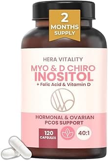 Myo-Inositol & D-Chiro Inositol Supplement 4000mg | 120 Capsules – 2 Month Supply | with Folic Acid & Vitamin D | Hormone Balance for Women | D Chiro & Myo inositol (Vitamin B8) Complex