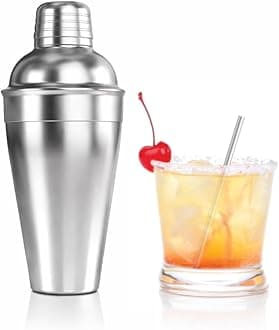 HIC Bar Cocktail Shaker, 18/8 Stainless Steel, Mirror Finish, 3-Piece Set, Holds 18-Ounces