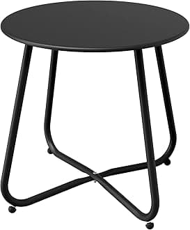 Outdoor Side Table Small Table Round End Table Garden Table Lightweight Snack Table for Outdoor Garden Hallway Bedroom Living Room Terrace Balcony -Black