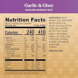 Royal Garlic & Ghee Basmati Rice - Ready to Heat Basmati Rice - (4 Pack) 8.5 oz Microwaveable Pouch