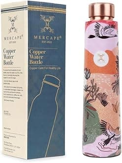 MERCAPEStay Refreshed and Healthy Pure Copper Water Bottle - Advanced Leak Proof, Joint Less (900ml)