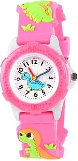 Venhoo Kids Watches Cute 3D Cartoon Waterproof Silicone Children Toddler Wrist Watch for 3-10 Year Girls Little Child-Pink Dinosaur