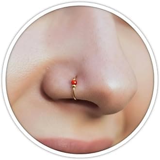 925 Sterling Silver & 14K Gold Filled Nose Ring Hoop Handmade Piercing Jewelry For Women - 24 Gauge 2mm,7mm Tiny Nose Ring with Opal - Gift Ready