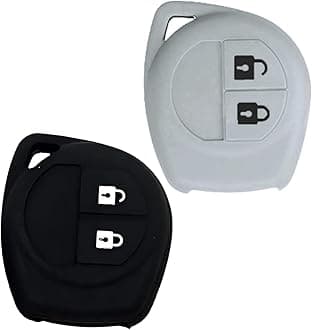 2 Pcs Silicone Car Key Cover for Maruti Suzuki Baleno, Grand Vitara, XL6, Swift, Brezza, Ertiga, Dzire, Celerio, Ciaz, SX4, Ignis, S Cross, Fronx 2 Button Key Cover (Black-Light Grey)