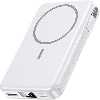 Magnetic Portable Charger, 10000mAh Power Bank, 5 in 1 Portable Charger with Built in Cable, 20W Fast Charging for Magsafe Battery Pack Compatible with iPhone 16/15/14/13 Pro/Pro Max, Samsung Series