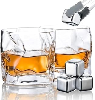 Keystone Clear Premium Stylish Old Fashion Rocks Tumblers Lead-Free Whiskey Glasses for Scotch Bourbon Cognac Brandy Cocktail Whiskey | Set of 2 | 150 ML | Transparent