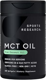 Sports Research Keto MCT Oil Capsules derived from Coconut Oil | Keto Fuel for The Brain & Body | Derived from Non-GMO Coconuts (120 Soft gels)