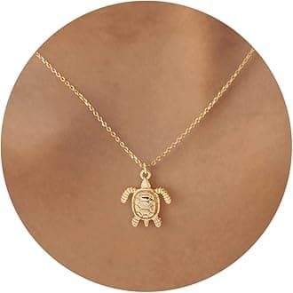 Turtle Necklaces for Women - 14K Gold Plated Sea Turtle Necklace Simple Dainty Jewelry for Women