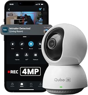 Qubo Smart 360 Ultra 2K 4MP 1440p WiFi CCTV Security Camera for Home from Hero Group | Mobile App | Two Way Talk | Night Vision | Cloud & SD Card Recording | Made in India | Alexa & OK Google |