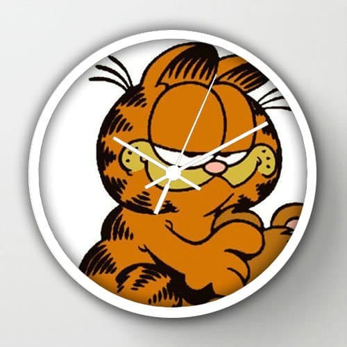 Garfield(2) White Frames Wall Clock Modern Design Watch Wall 10" Cartoons Wall Decor Clock