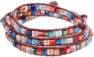 YGLINE Natural Stone Wrap Bracelet for Women Boho Bracelets Healing Crystal Beaded Bracelet Adjustable 3/5 Wraps Bracelet Handmade Birthday Gifts for Women