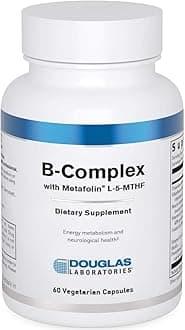 B-Complex with Metafolin - Comprehensive B Vitamin Supplement - Energy & Brain Health Support* - With Folate, Biotin & Thiamin - Non-GMO - 60 Vegetarian Capsules