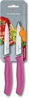 – Victorinox 67796L5B Paring Knife, Pointed Tip, Serrated, Pink (Pack of 10)