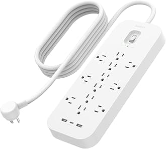 Belkin 12-Outlet Surge Protector Power Strip w/ 12 AC Outlets, 2 USB-A Ports, and 1 USB-C Port, 6ft Cable, UL-listed w/Overload & Overvoltage Protection + On/Off Switch - 4,000 Joules of Protection