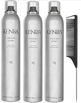 Volume Hairspray - Super Hold Finishing Spray 25 - It Leaves Hair Looking Natural & Shiny 10ounces Includes Black Steel Comb (Pack Of 3)