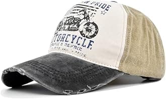 – Vintage Baseball Cap Washed Denim Trucker Cap Motorcycle Print Pattern Outdoor Sun Hat 100% Cotton for Man Women