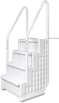 Poolzilla Premium Pool Step Ladder for Above Ground Pools - Deck Mounted Ladder w/Double Handrails - for 48’’ to 54’’ in. Above Ground Pools