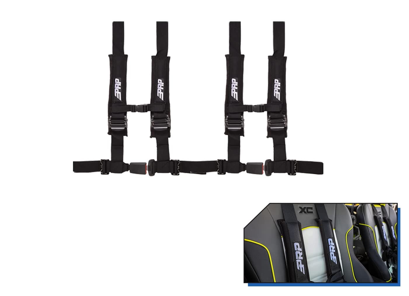 Harnesses 2" 4 Point 2 Pack (Black)