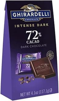 Intense Dark Chocolate Squares 72% Cacao Individually Wrapped Chocolates, Medium Bag, 4.1 Ounce