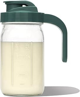 Willow - Glass Breastmilk Pitcher - Dishwasher Safe - 32oz Capacity - Wide Mouth Jar for Easy Transfer & Cleaning - Easy Pour Spout into Bottles or Breast Milk Storage Bags - Breastfeeding Essentials