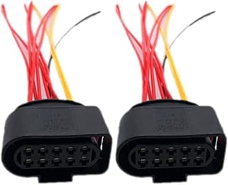 2 Pack Headlight Wiring Pigtail Connector Plug 10pin 1J0973735 Compatible with r Audi A3 VW Jetta Mk4