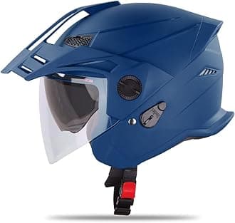 SBH-23 GT Plus Open Face ISI Certified Helmet with Inner Sun Shield (Medium 580 MM, Dashing Blue)