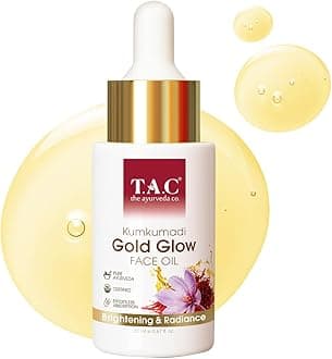 TAC - The Ayurveda Co. TAC Kumkumadi Gold Glow Face Oil | 100% Pure Ayurvedic Blend | Brightens Skin, Reduces Pigmentation, Wrinkles & Fine Lines | Toxin-free | For Dull & All Skin Types | 20ml