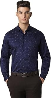 Peter England Men's Cotton Slim Fit Ditsy Printed Full Sleeve Shirt