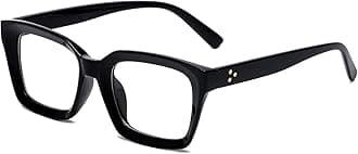 Classic Thick Square Frame Clear Lens Glasses for Women Men Non Prescription Eyeglasses, A1 Bright Black, Medium