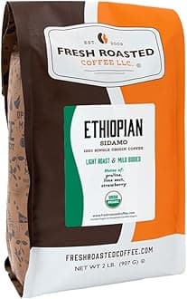 Organic Ethiopian Sidamo | USDA, 100% Single Origin, Kosher | Light Roast 2 lb (32 oz) Whole Bean