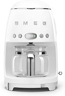 DCF02WHUK Filter Coffee Machine, White, 50’s Retro Style, 10 Cup Capacity, Programmable Auto Start, Aroma Intensity & Keep Warm