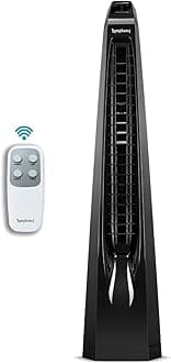 Symphony Surround B BLDC Bladeless Tower Fan For Room | Quiet & Energy-Saving with Remote Control | Touchscreen Control Panel | Low Power Consumption | 1 Year Warranty | Black