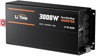 3000W Pure Sine Wave Inverter 12V DC to 120V AC Converter with Remote Control for RV, Camping, Off-Grid Solar Power Inverter with 4 AC Outlets,2 USB Outputs, Screen Showing Real-time Status