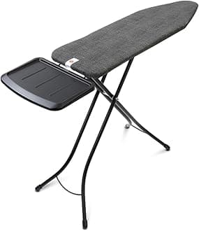 Brabantia Size B Ironing Board (49" x 15") 7 Height Options, Solid Steam Unit Rest Holder (Denim Black), Non-Slip Feet, Foldable, Child Rock