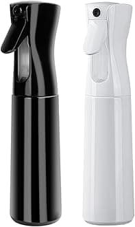300ml Continuous Spray Bottle 2Pack Plastic Empty Hair Mist Sprayer Ultra Fine Water Mister for Hairstyling Cleaning Salons Plants Pet Care (White&Black)