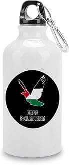 Palestine Flag Travel Sports Water Bottles Free Palestine Water Bottles Stainless Steel 14 OZ Insulated Bike Water Bottle with Carabiner Clip for Outdoor Camping Travel